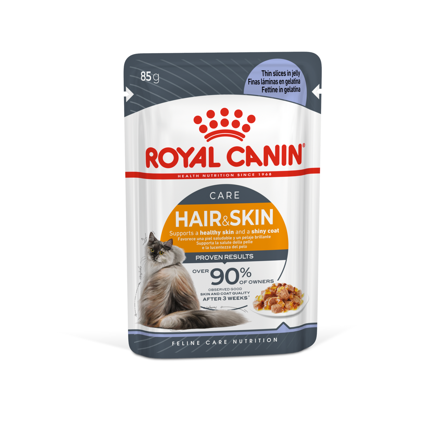 48 x 85g| Royal Canin| Cat Wet- Hair & Skin- Thin Slices in Jelly