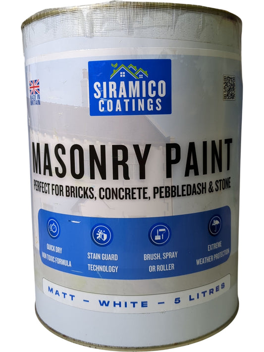 Siramico Coatings | Masonry Paint | Matt White | 5 Litres