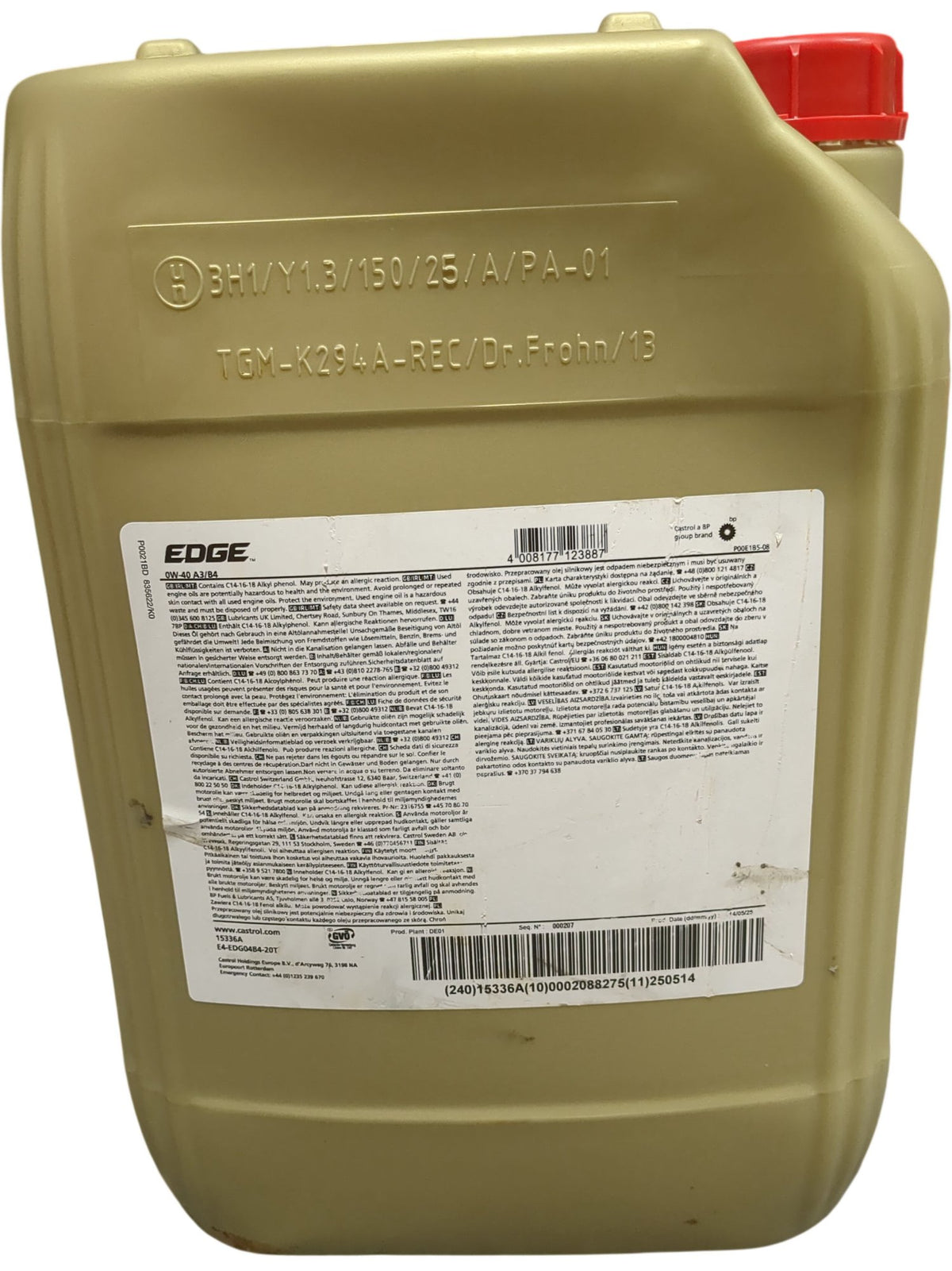 Castrol | Edge Motor Oil | 0W-40 | 20L
