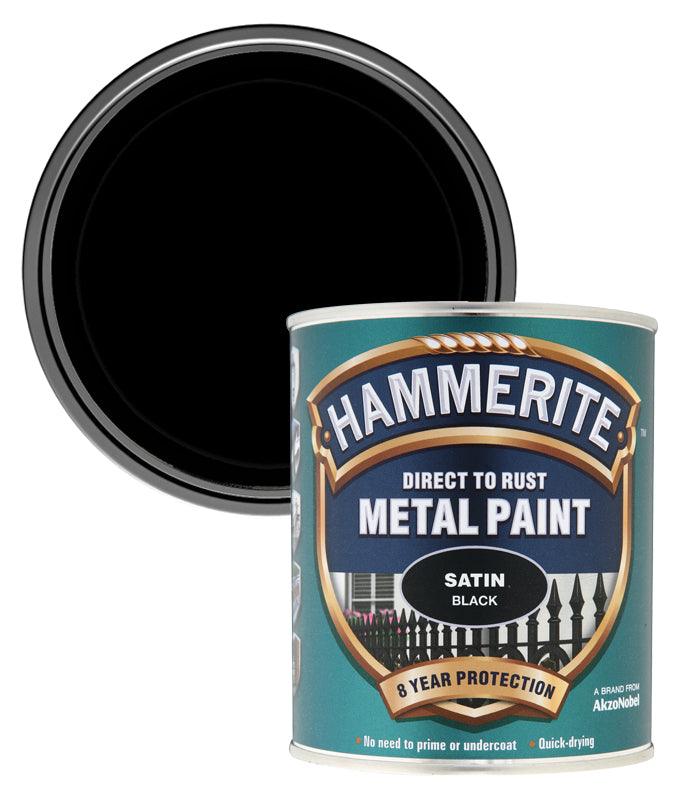 Hammerite| Metal Paint| Satin Black| 750ml