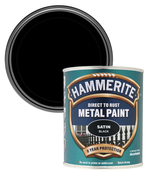 Hammerite| Metal Paint| Satin Black| 750ml