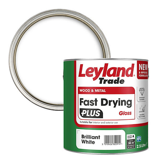 Leyland Trade| Fast Drying Gloss Wood/Metal| Brilliant White| 2.5L