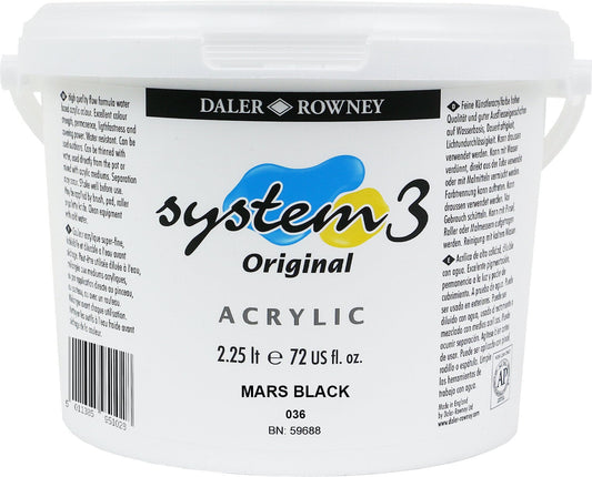 Daler Rowney| System 3 Original Acrylic| Mars Black| 2.25Lt