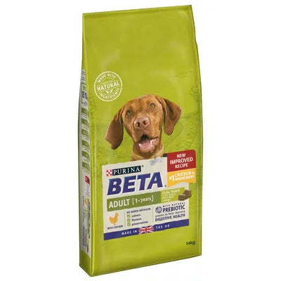 Purina| BETA- Adult Dry Dog- Chicken- Dual Shape Kibble- Prebiotic- 14kg