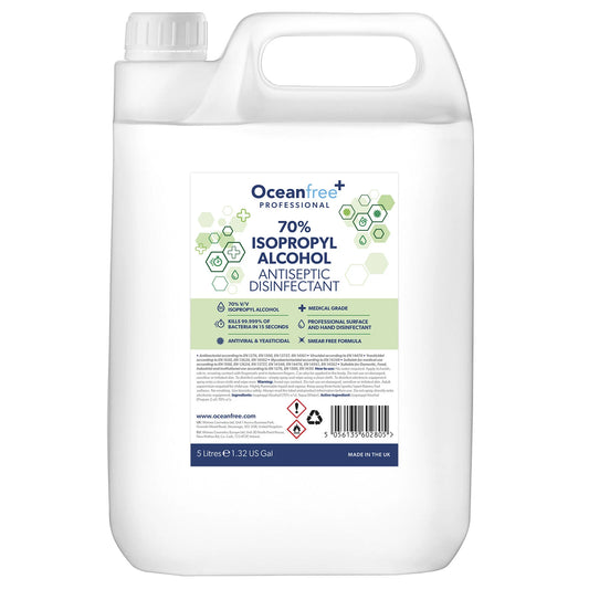 Ocean Free| 70% Isopropyl Alcohol- Antiseptic Disinfectant- 5L