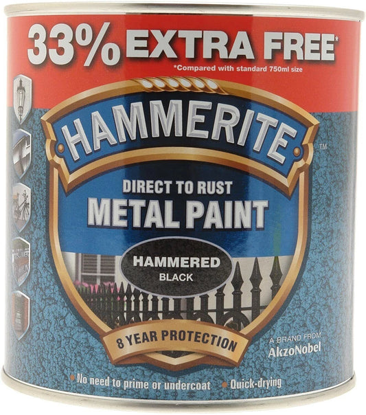 Hammerite|Direct to Rust Paint-Hammered Black-1L