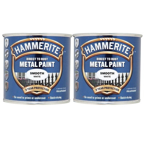 2 x 250ml| Hammerite|Direct to Rust Paint| Smooth White