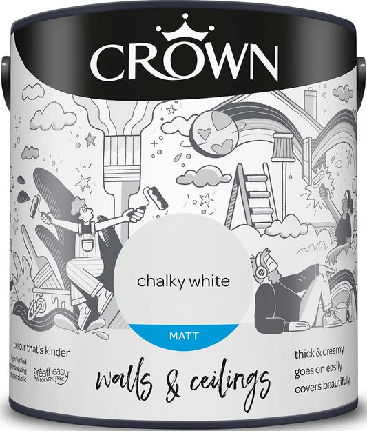 Crown| Wall & Ceiling Paint- Chalky White Matt-2.5L