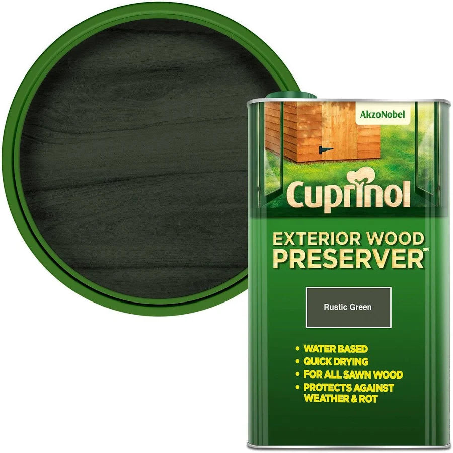 Cuprinol| Exterior Wood Preserver-Rustic Green-5L