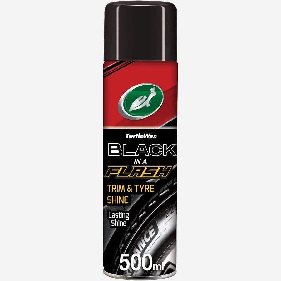 4 x 500ml| Turtlewax| Black In A Flash- Trim/Tyre Shine