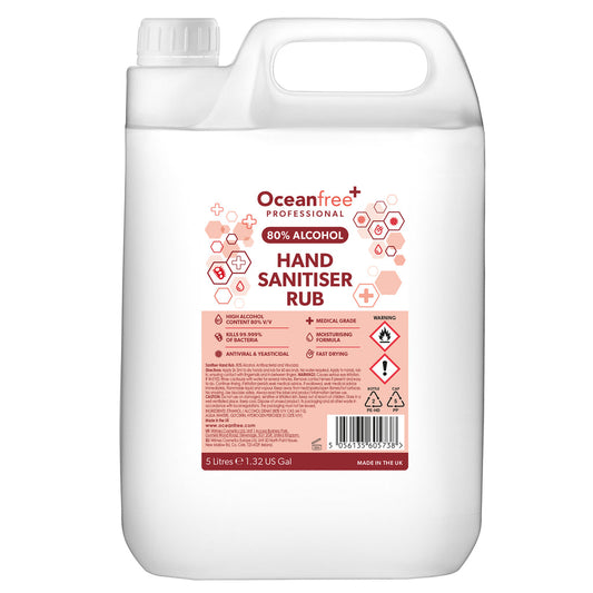 Ocean Free| Hand Sanitiser Rub- 80% Alcohol- 5L